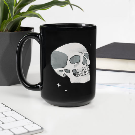 Starry Skull Black Glossy Mug