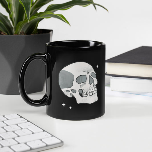 Starry Skull Black Glossy Mug